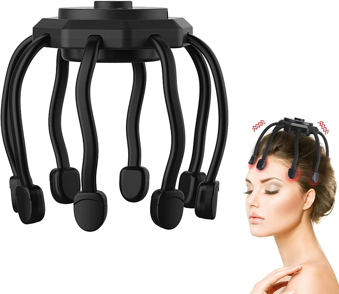 Portable Electric Ultra Scalp Massager for Stress Relief - 3 Modes, 360 Degree Head Massager (Black)