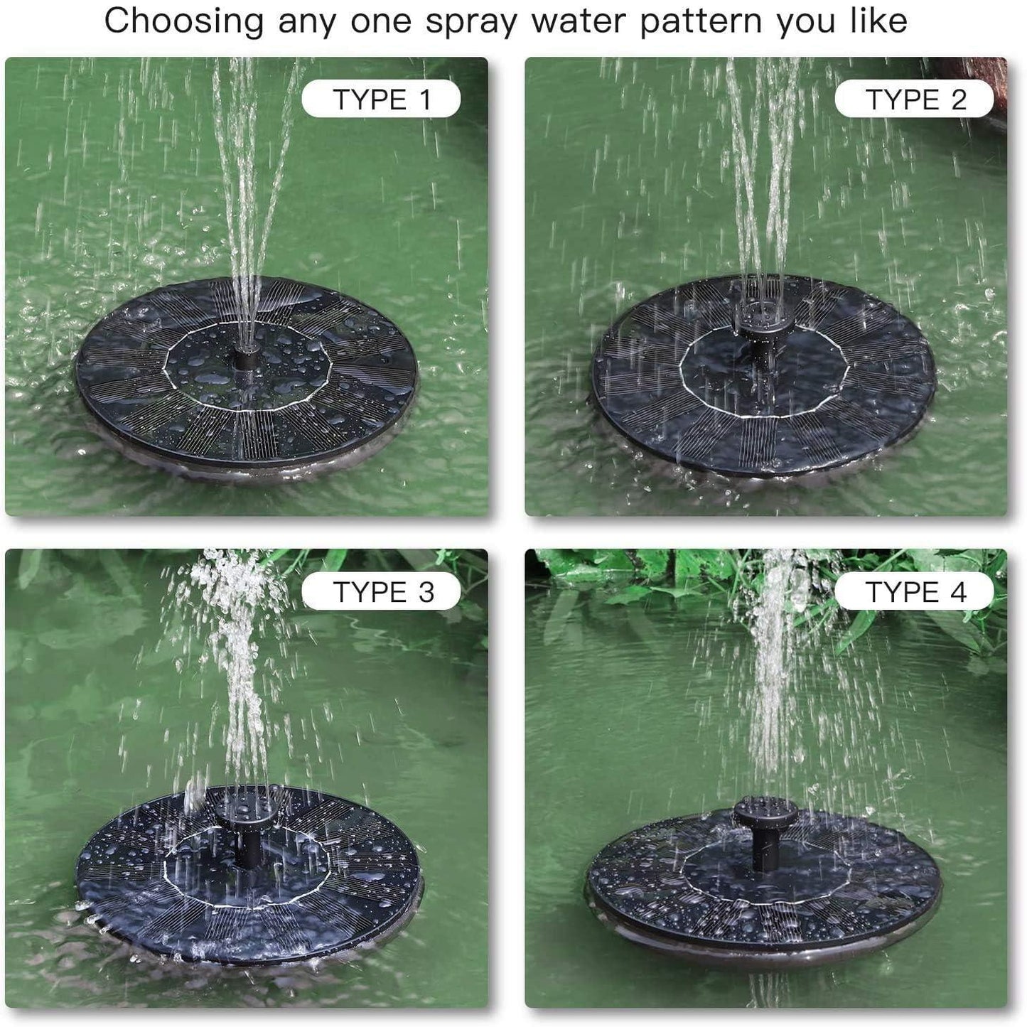 Fountain Solar Power Floating Water Pump for Pool, Pond, Garden, and Patio Plants - Round 7V 1.4W (Black)