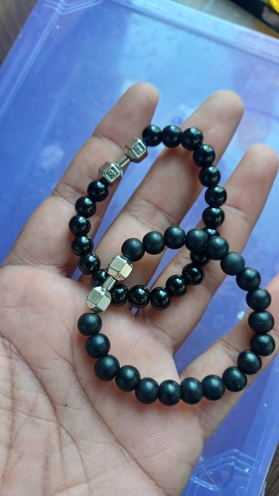 Black Matte Agate Onyx Beads Bracelet ( Pack of 2)
