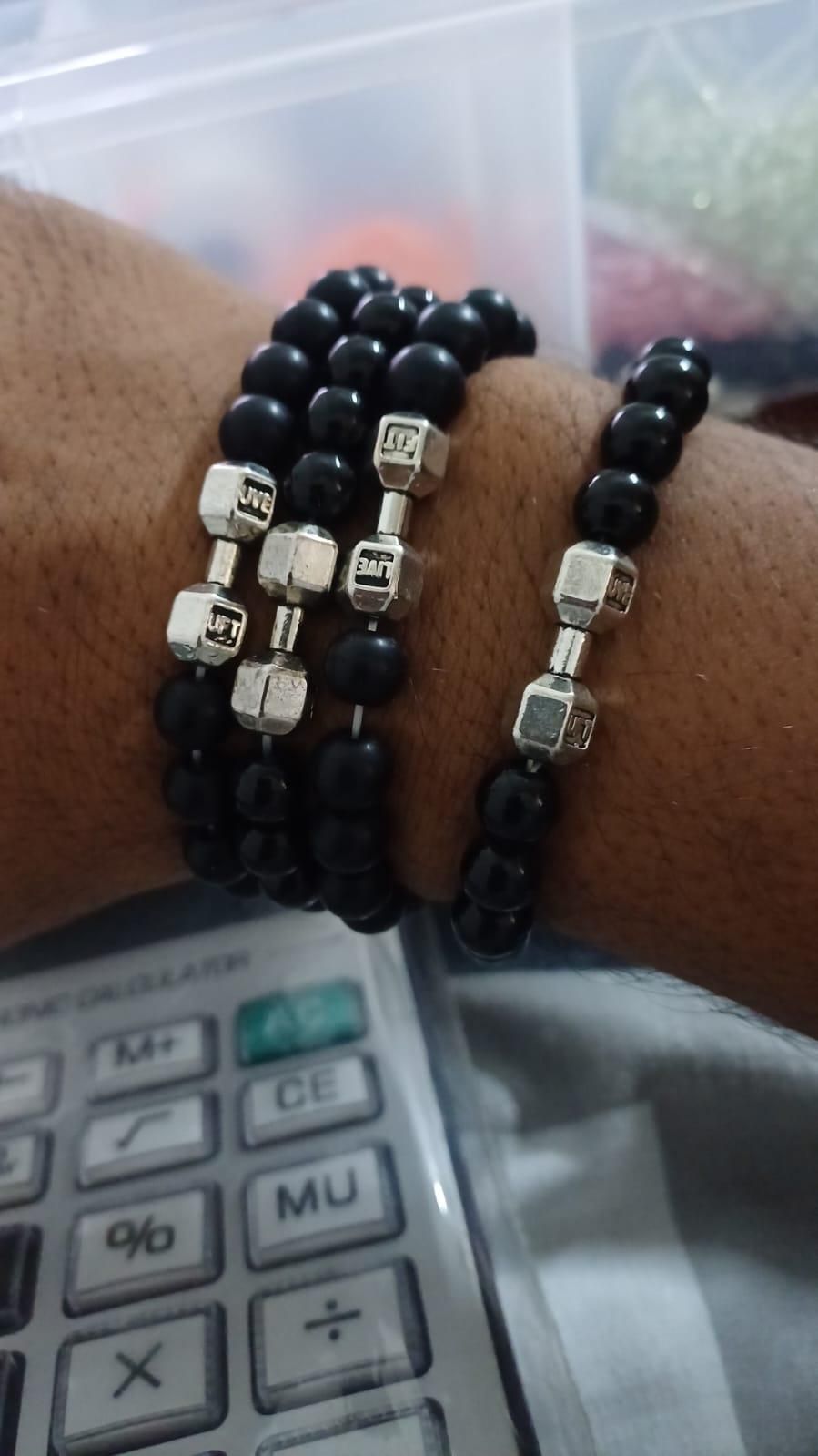 Black Matte Agate Onyx Beads Bracelet ( Pack of 2)