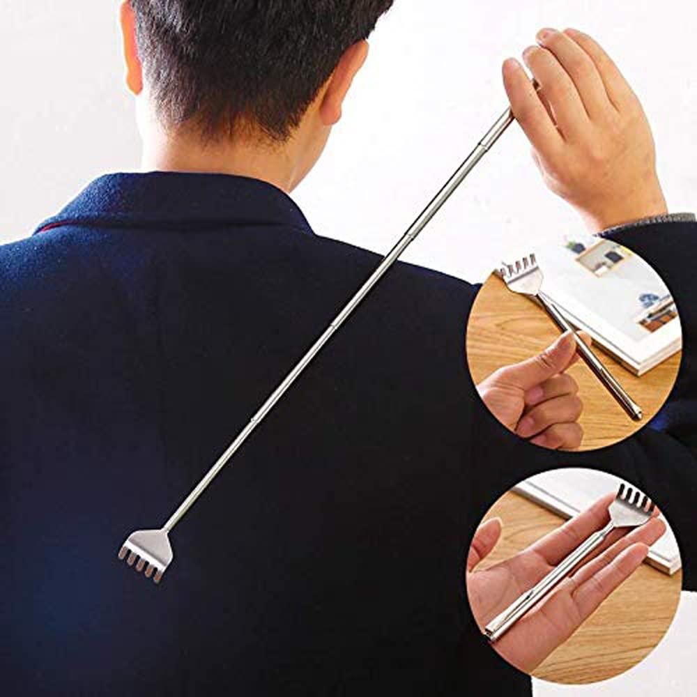 Manual Massage Scratcher - Stainless Steel Extendable Telescopic Back for Body Acupressure