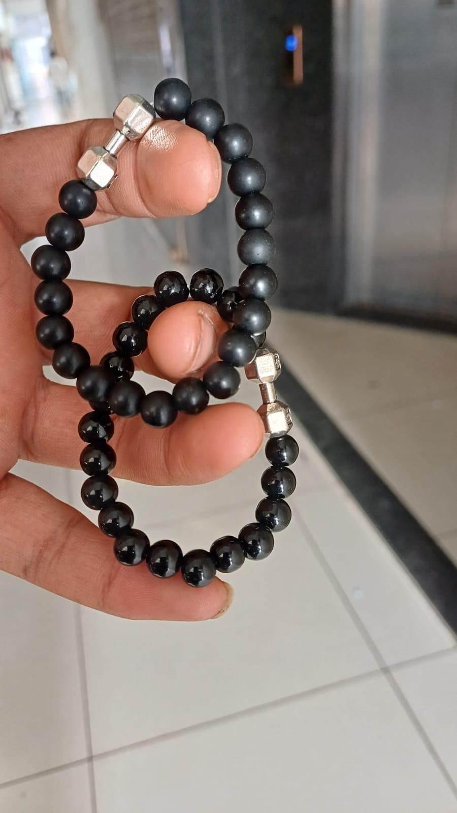 Black Matte Agate Onyx Beads Bracelet ( Pack of 2)