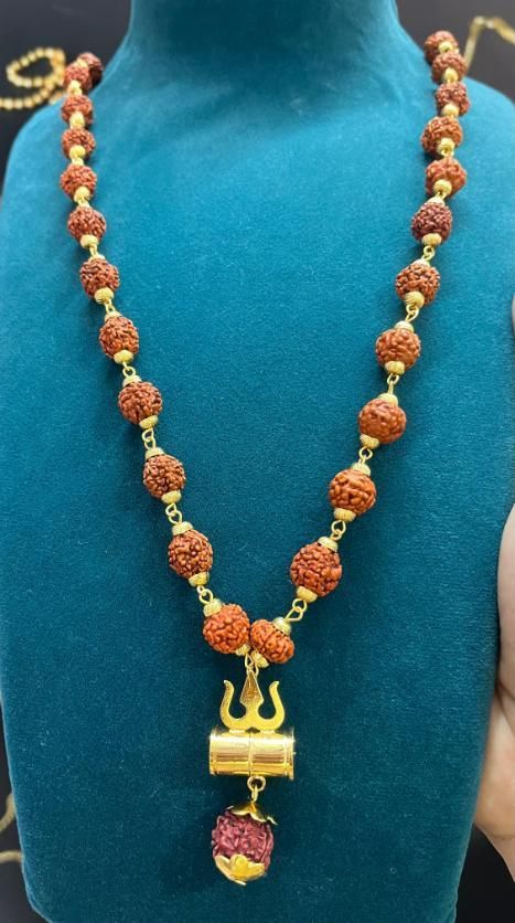 Shiva Trishul Pendant with Rudraksha Chain