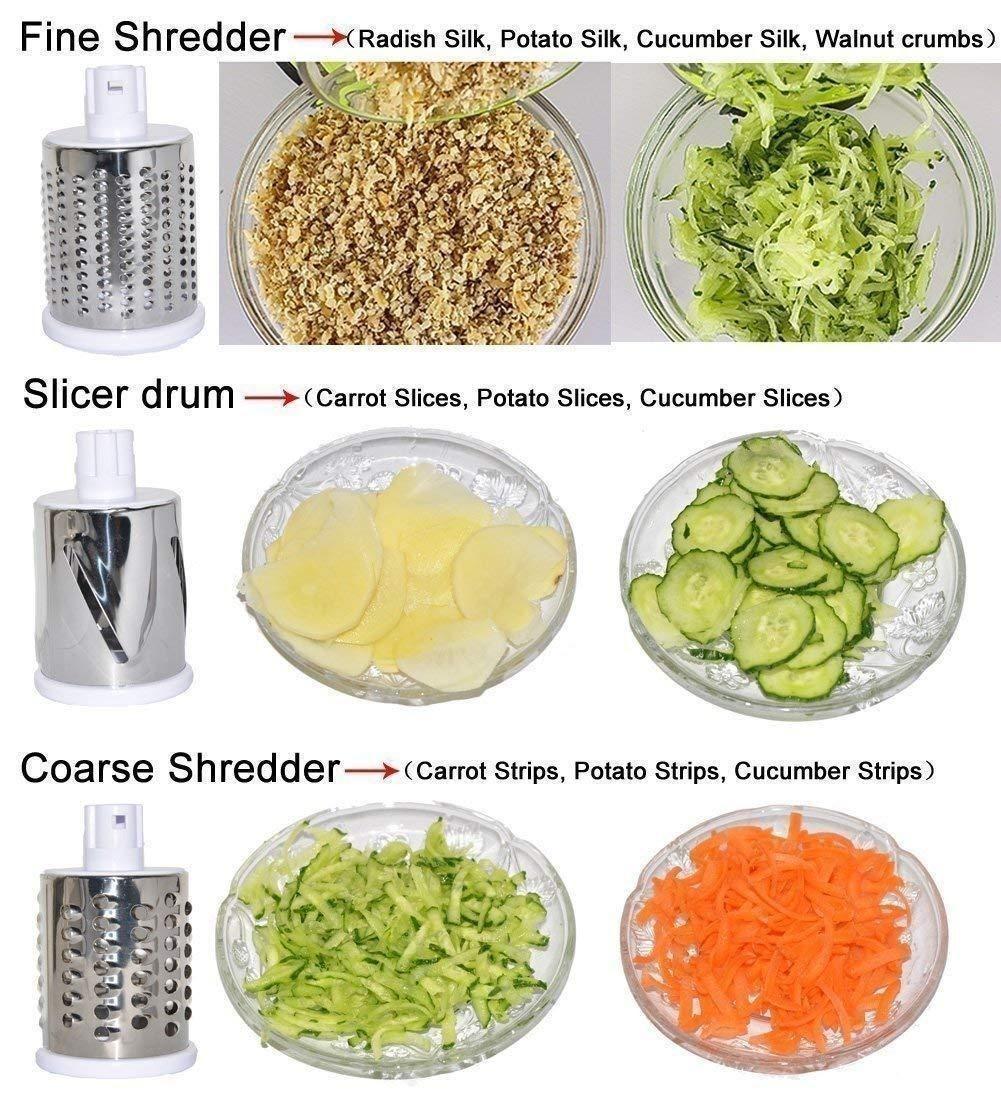 4-in-1 Rotary Drum Vegetable Grater & Slicer