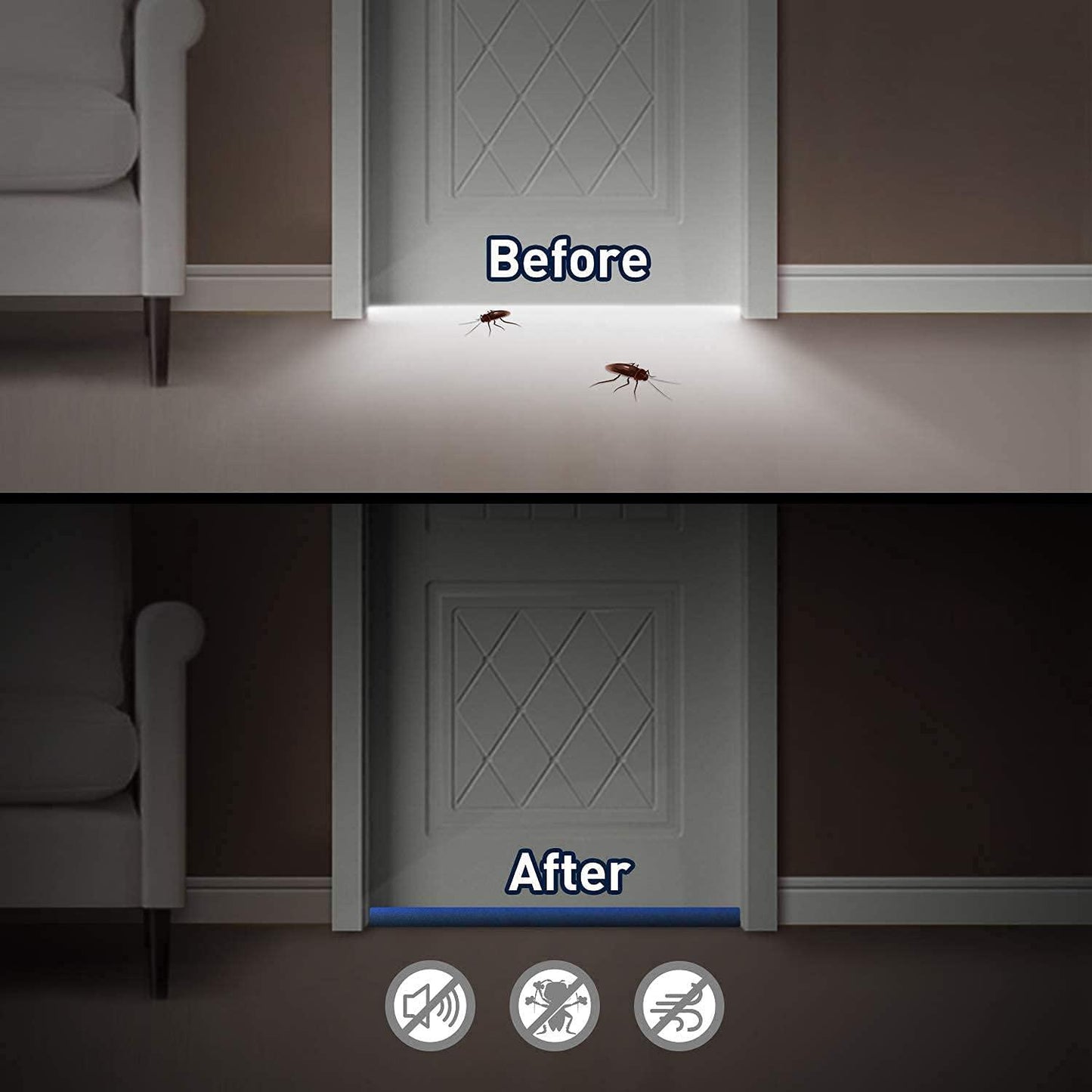 Brown Door Draft Guard - Soundproof & Waterproof Door Protector (Pack Of 2)