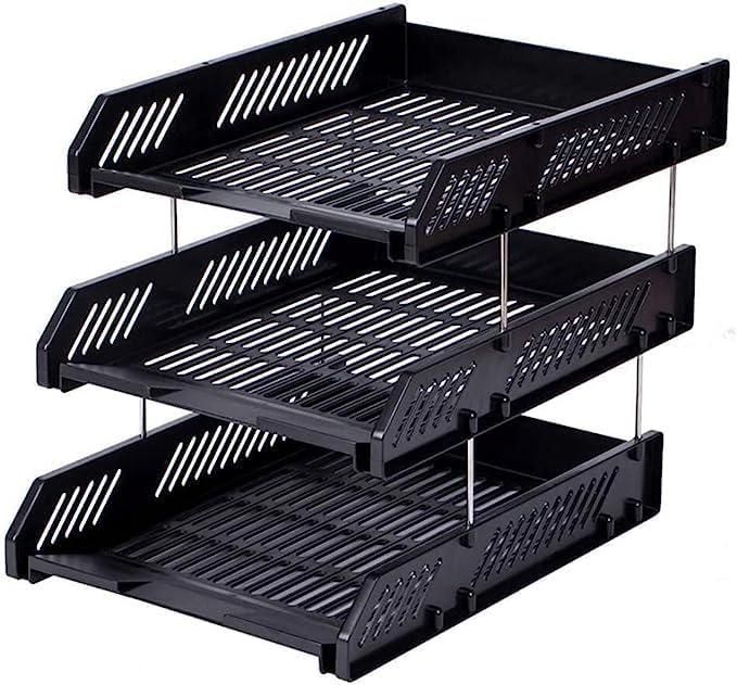 3 Layer File Tray Rack, ABS Plastics | Foldable Office Desk Accessories