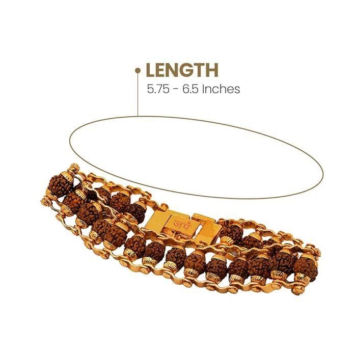 Genuine Panch Mukhi Modern Rudraksha Bracelet With Gold Plating