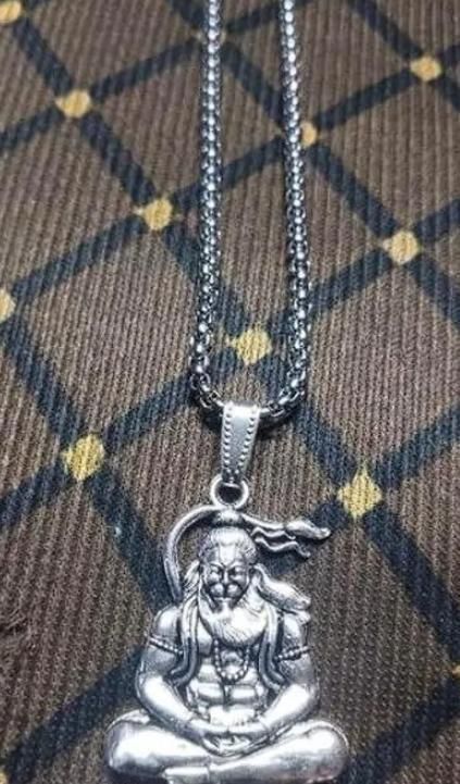 Silver Hanuman Locket With Chain