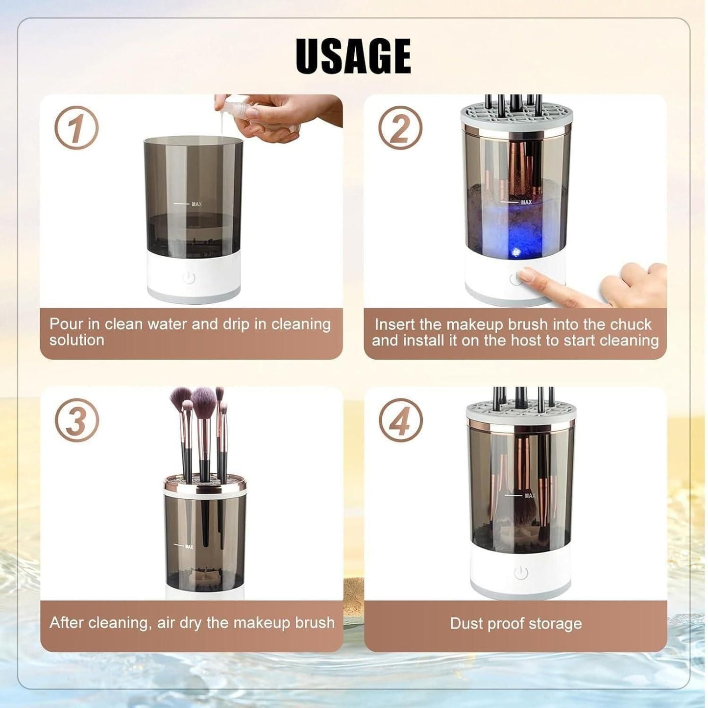 Make Up Brush Cleaner, Electric Brush Cleaner, USB Rechargeable Automatic Deep Cosmetic Cleaning Device