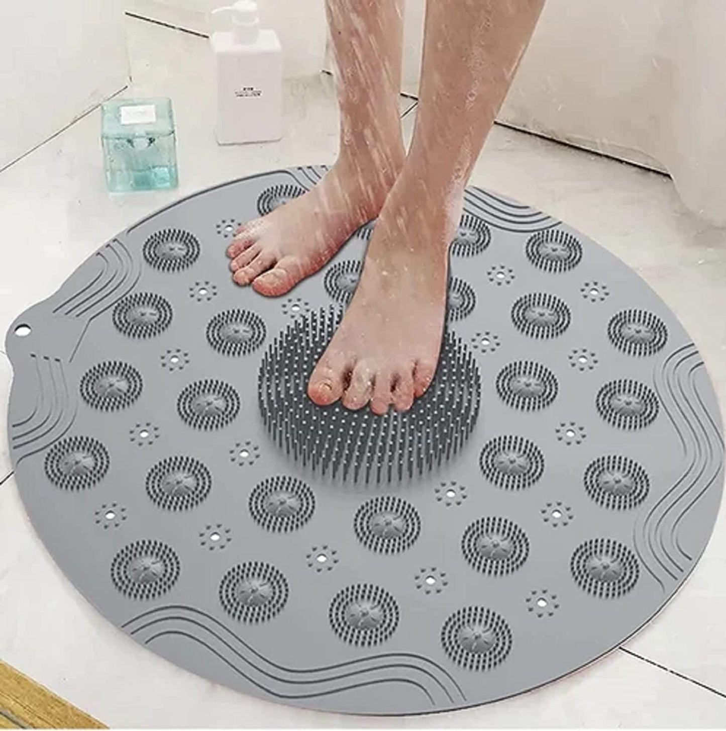 Shower Foot Scrubber & Massager Pad with Non-Slip Suction Cups – Exfoliating Foot Mat for Dead Skin (Pack of 2)