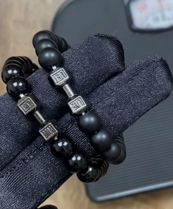 Black Matte Agate Onyx Beads Bracelet ( Pack of 2)