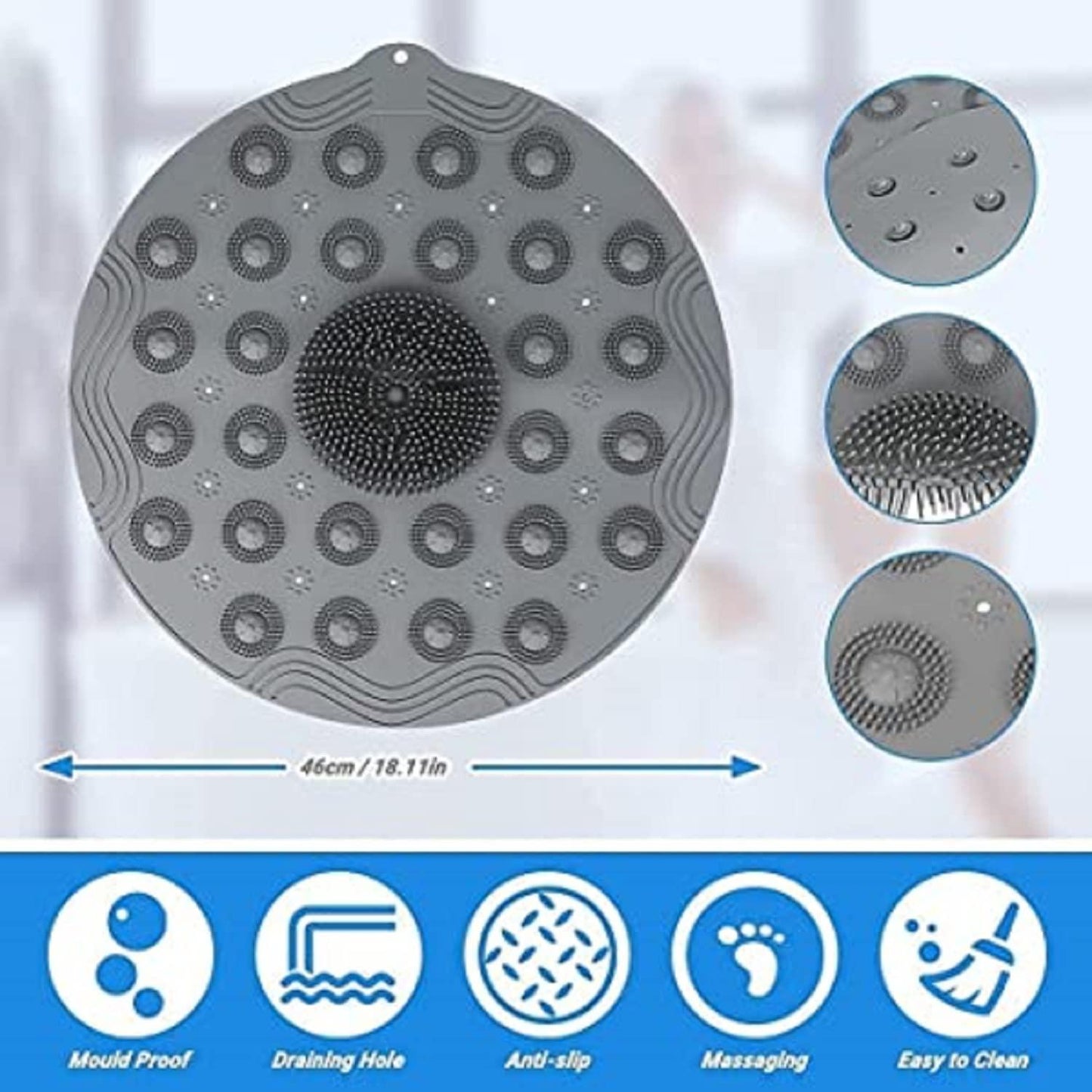 Shower Foot Scrubber & Massager Pad with Non-Slip Suction Cups – Exfoliating Foot Mat for Dead Skin (Pack of 2)