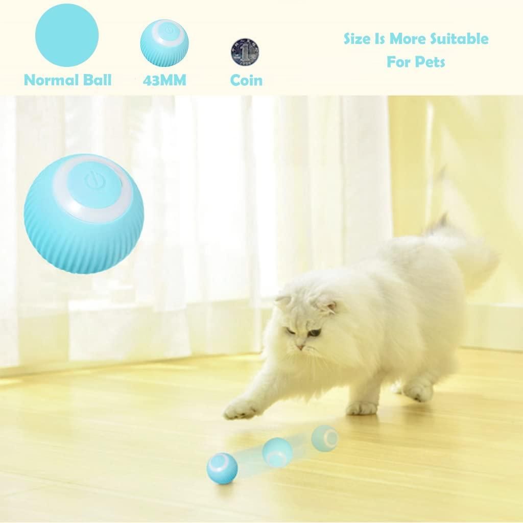 Rotating Cat Toy Ball, Interactive Cat Toys, Rechargeable Rotating Ball with LED