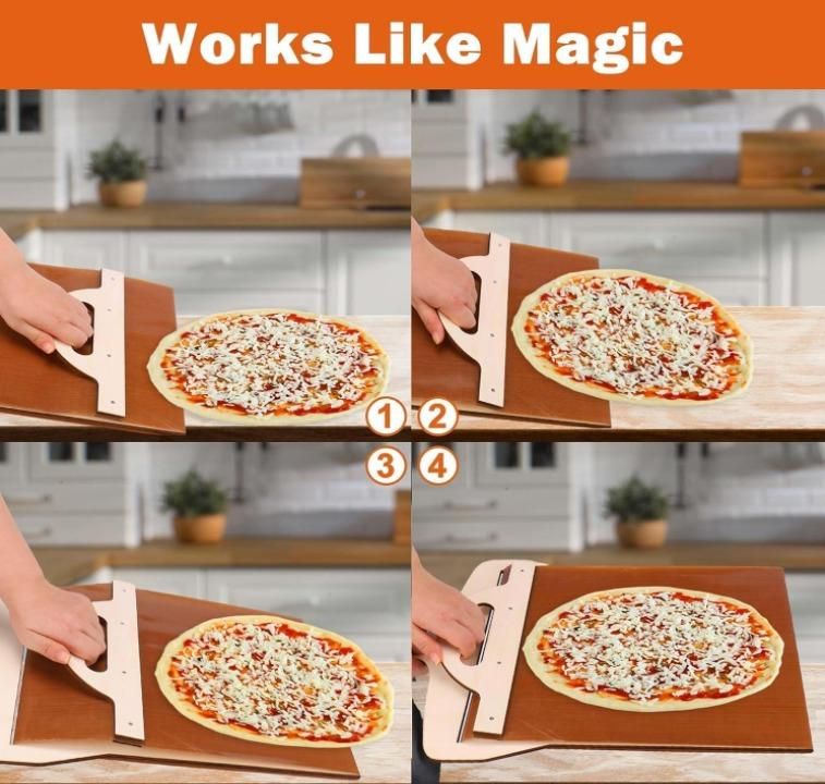 Wooden Pizza Paddle with Smooth Handle for Transferring the The Pizza Crust