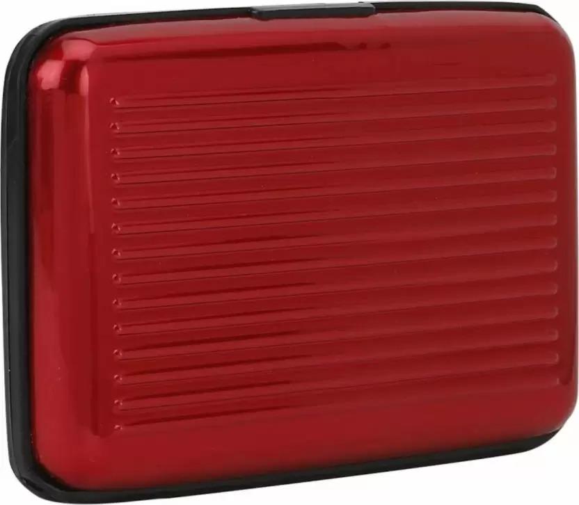 MAESTRA Aluminum Card Wallet 6 Card Holder (Set of 1, Maroon, Multicolor)