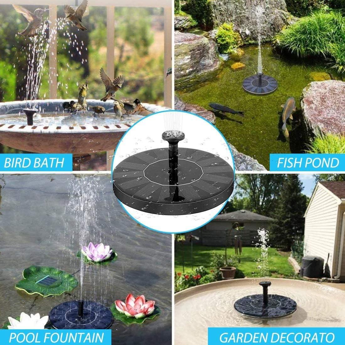 Fountain Solar Power Floating Water Pump for Pool, Pond, Garden, and Patio Plants - Round 7V 1.4W (Black)