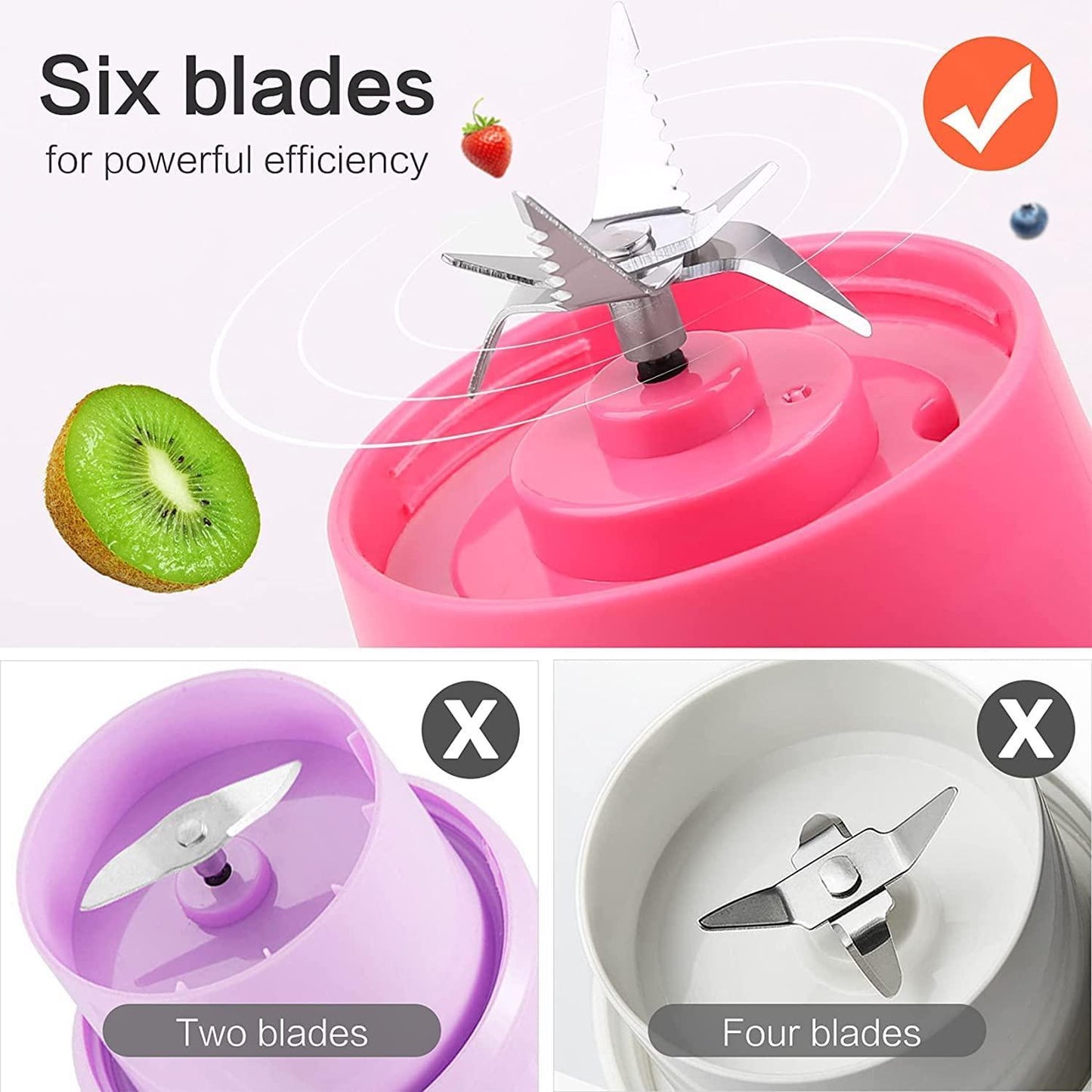 Portable Electric 6 Blade USB Juice Maker (380 ml)