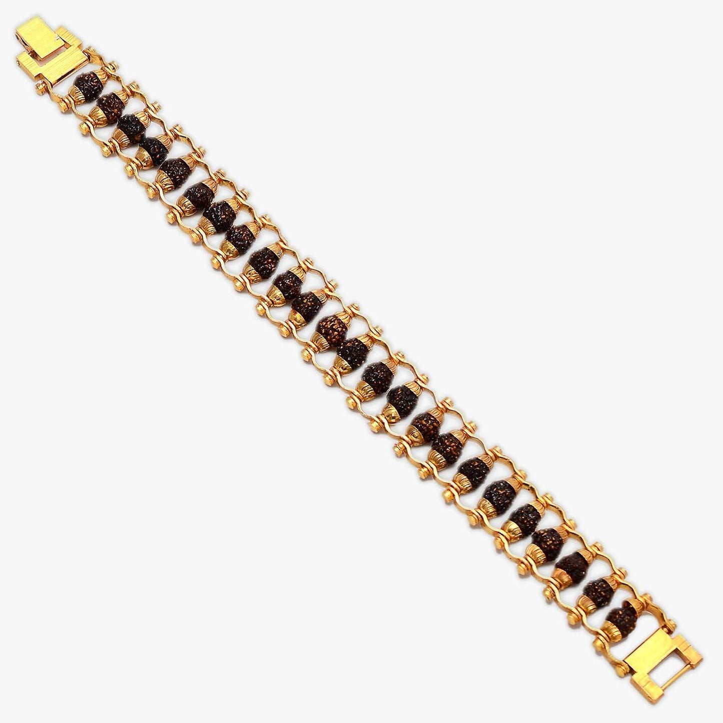 Genuine Panch Mukhi Modern Rudraksha Bracelet With Gold Plating