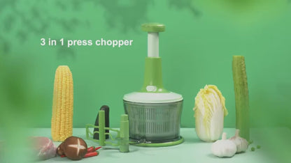 Large Manual Hand-Press Steel Food Chopper: Versatile Vegetable Mixer and Cutter