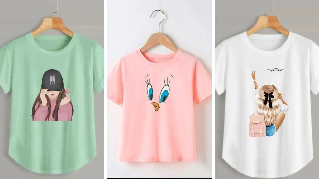 Cotton Blend Printed Half Sleeves Women's Round Neck T-Shirt Pack Of 3