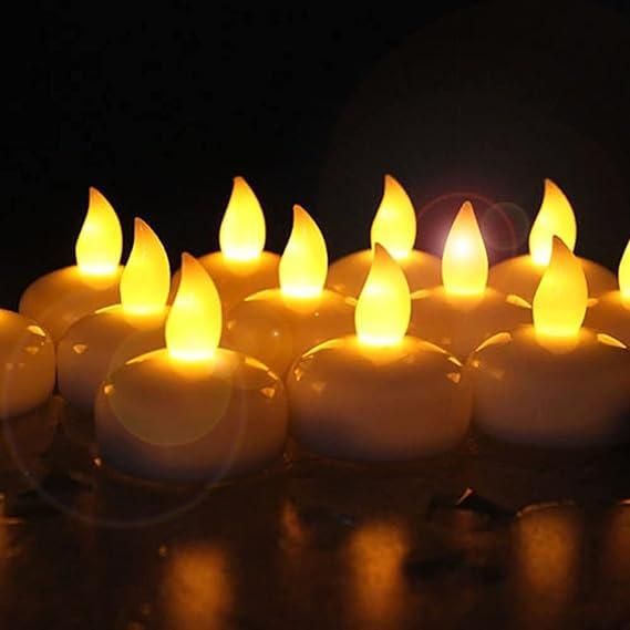 Pack of 10 Floating Tealight Water Sensor Battery Operated Waterproof LED Flameless Flickering Lights Candles