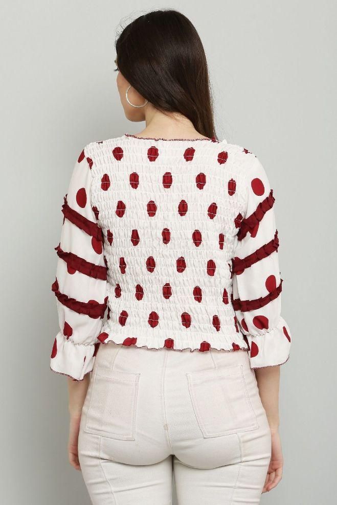 Women's Polyester Polka Dot Print Top