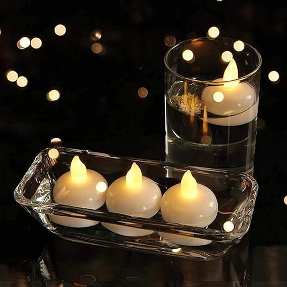Pack of 10 Floating Tealight Water Sensor Battery Operated Waterproof LED Flameless Flickering Lights Candles