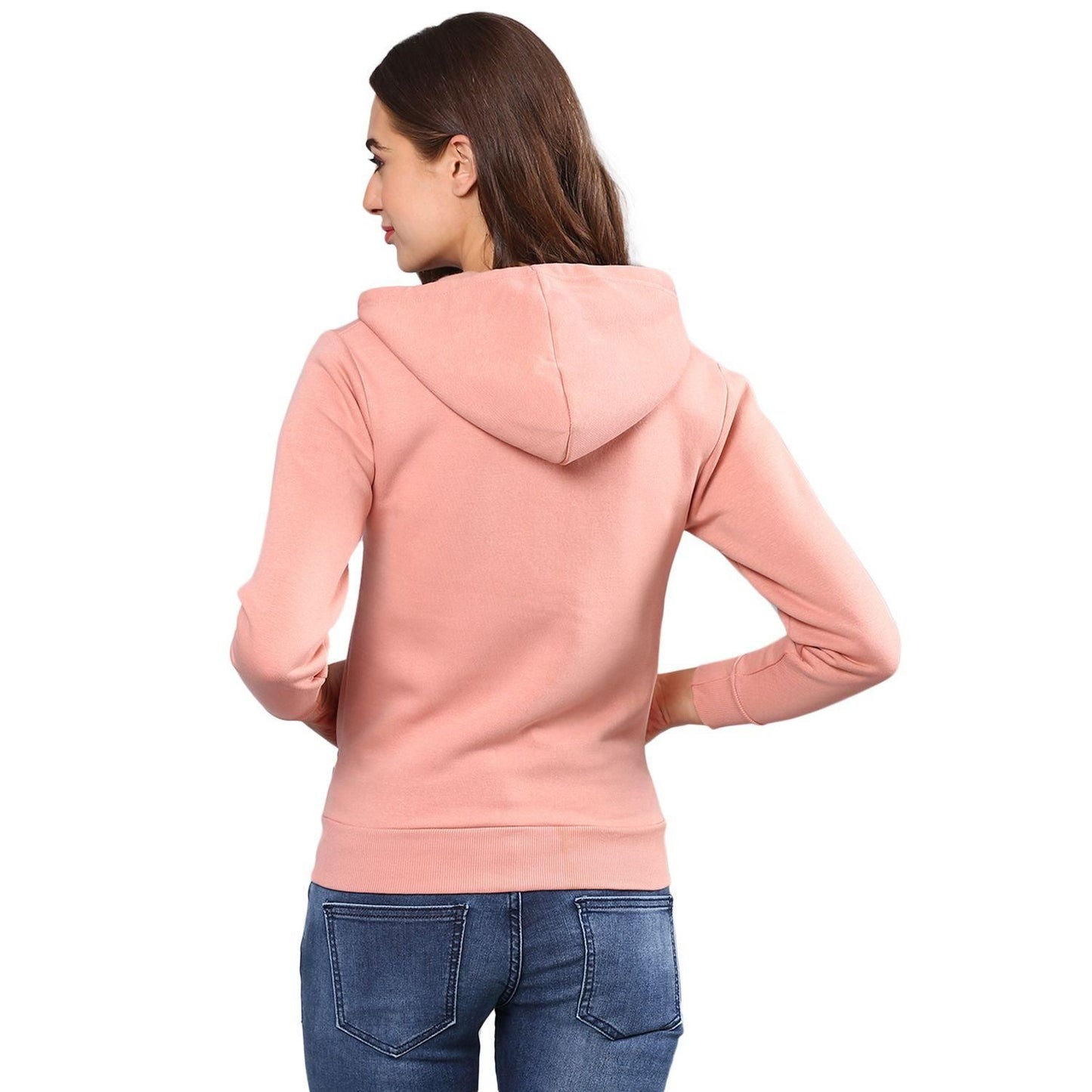 Campus Sutra Women's Pink Solid, Stylish Casual Hooded Sweatshirts