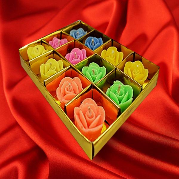 Small Multicolor Rose Candles (Pack of 12)