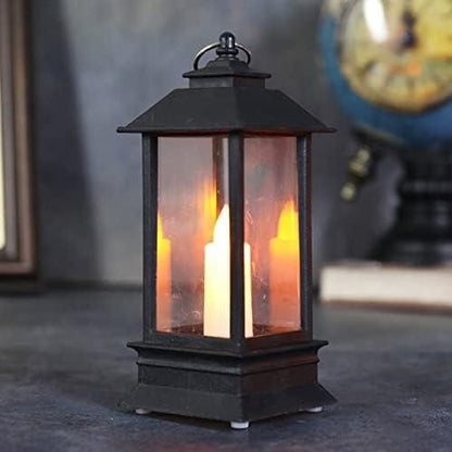 Pack of 6 Decorative Lanterns with Hanging LED Pillar Candles, Battery Operated