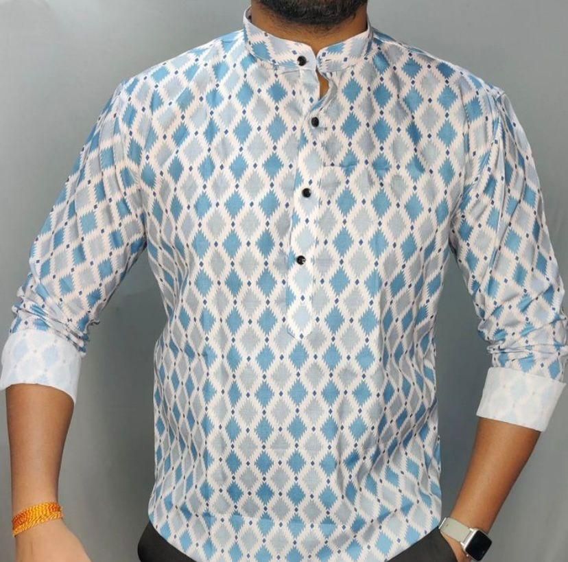 Printed Casual Short Kurtas for Men