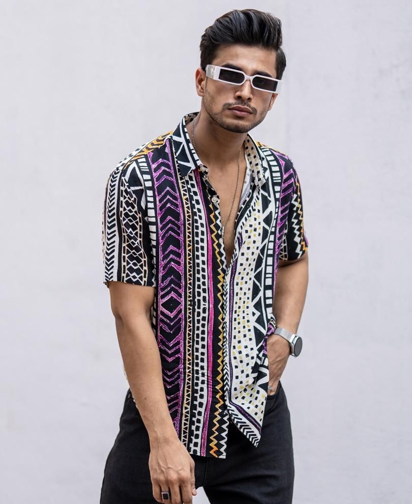 Poly Cotton Printed Half Sleeves Regular Fit Men's Casual Shirt