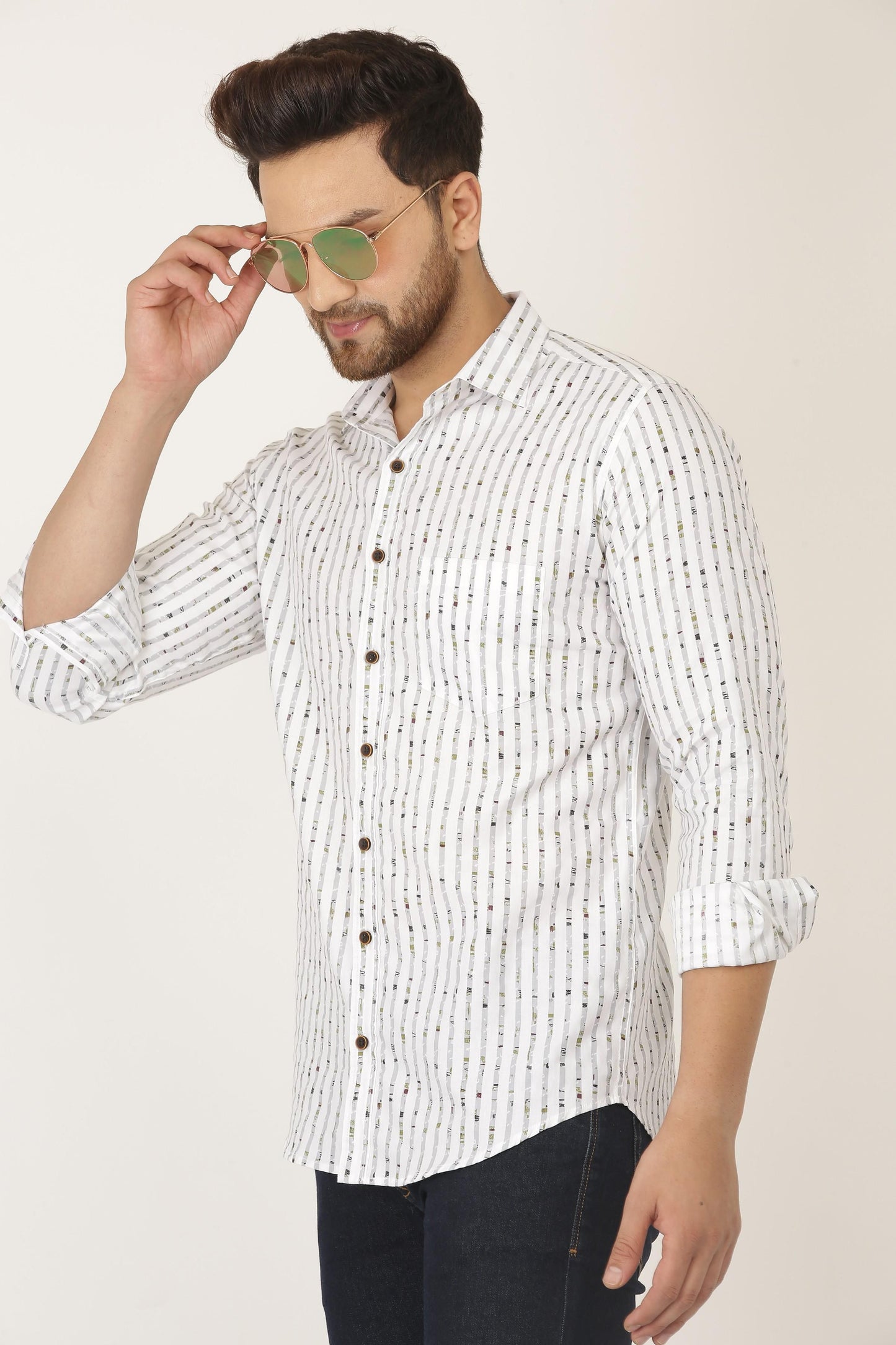 Gasperity Cotton Stripes Full Sleeves Men's Casual Shirt