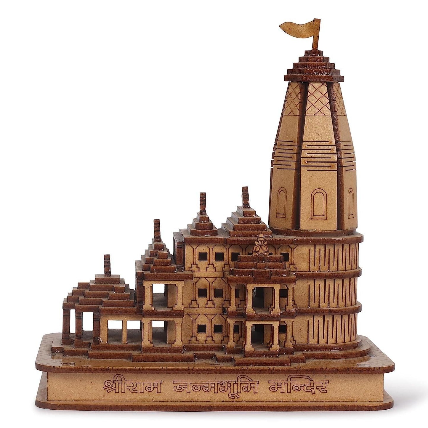 Decorative Wooden Ram Mandir Temple Showpiece for Gifting