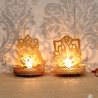 The Lord Ganesha and Laxmi Shadow Tea Light Holder
