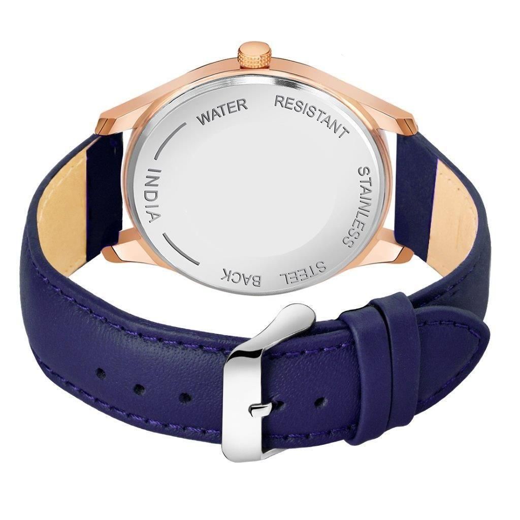 3D Glass Date Display Dial Leather Strap Analog Watch