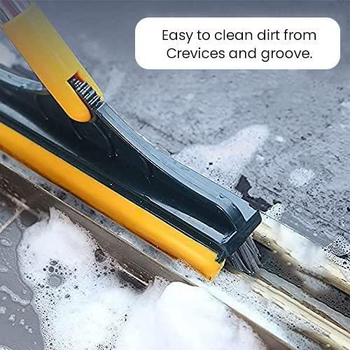 Premium Rotating Floor Cleaning Scrub Brush with Long Handle and Squeegee