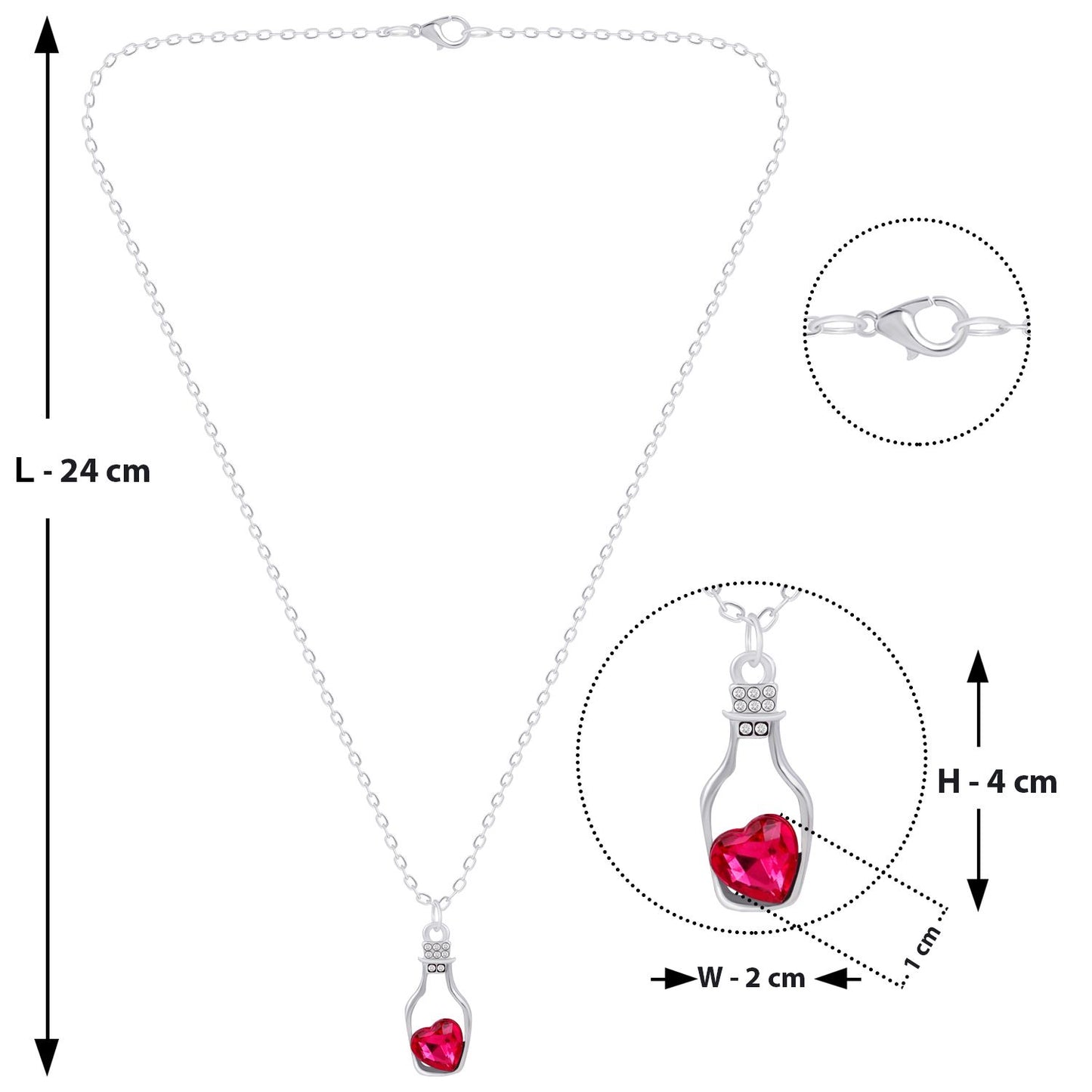 Love Heart Pink Crystal Diamond Stone Bottle Pendant