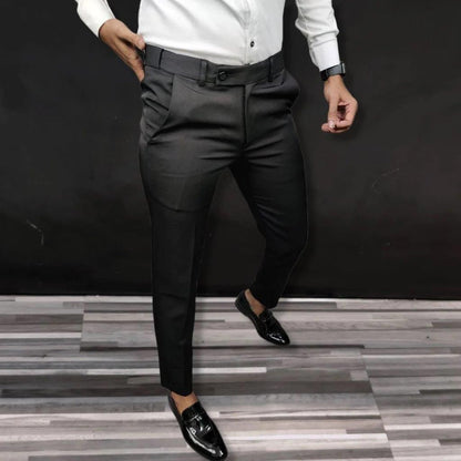 Men's Lycra Blend Solid Slim Fit Formal Trouser (Pack of 2)