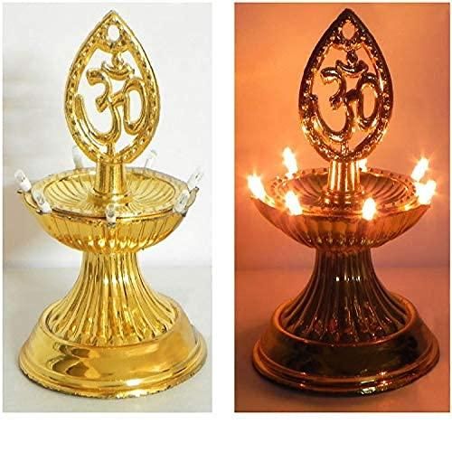 Electric Gold LED Plastic Diya Light for Diwali Temple Decoration - 1 Layer (Height: 5 inches)
