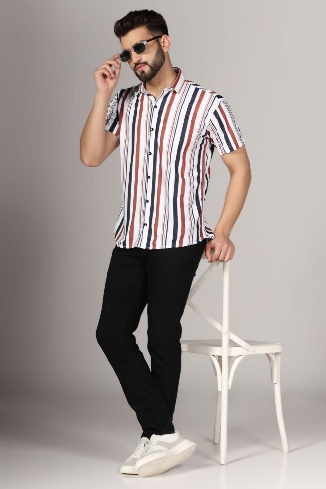 Lycra Printed half Sleeves Regular Fit Men's Casual Shirt