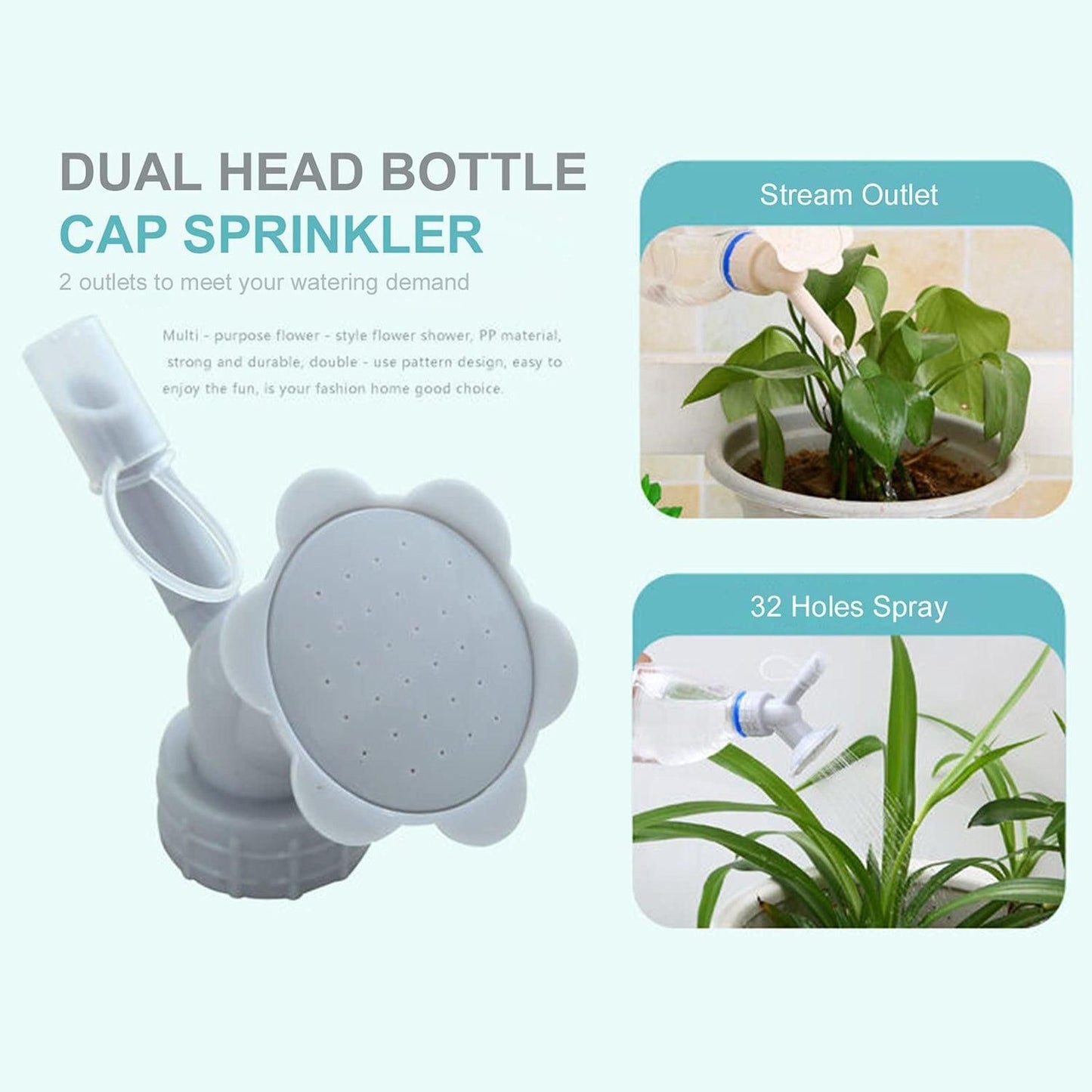 2 in 1 Bottle Cap Sprinkler, Dual Head Bottle
