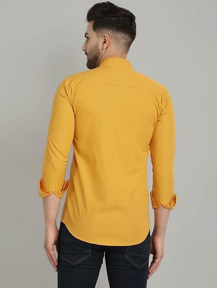 Men's Cotton Casual Yellow Shirt