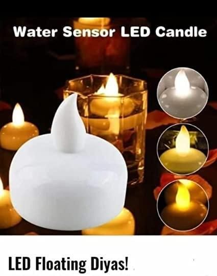 Pack of 10 Floating Tealight Water Sensor Battery Operated Waterproof LED Flameless Flickering Lights Candles