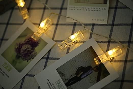 Photo Clip LED String Lights: 16 Lights for Hanging Photos at Birthday, Festival, Wedding, and Home Parties with Warm White Glow