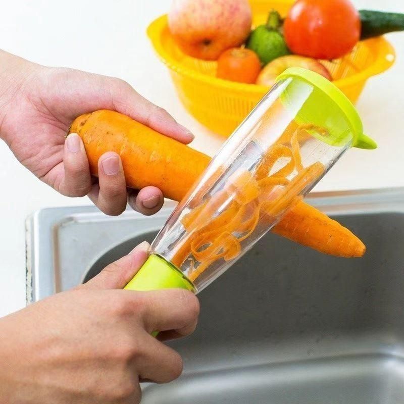 Multifunction Kitchen Vegetable and Fruit Peeler with No-Mess Peeling and Storage Container