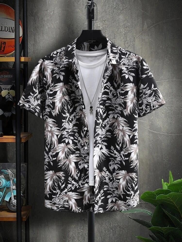 Men's Lycra Printed Half Sleeves Shirt