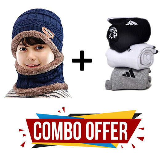 Winter Warm Hat, Scarf, and Socks Combo for Kids