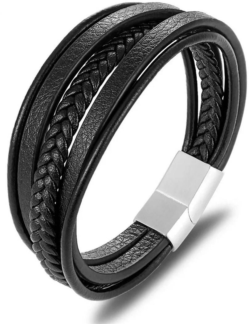 Multi Strand Leather Bracelet with Metal Clasp