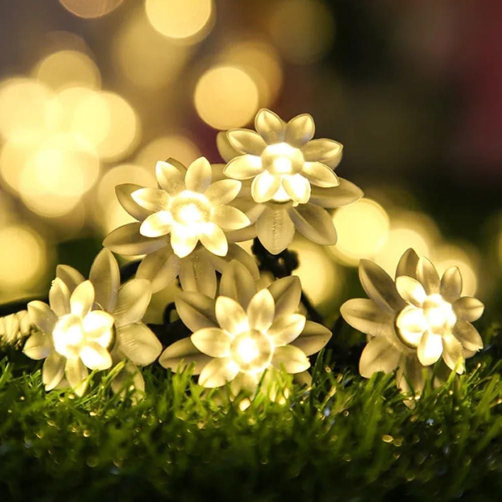Warm White Decorative String Light with 14 LED Lotus Flower